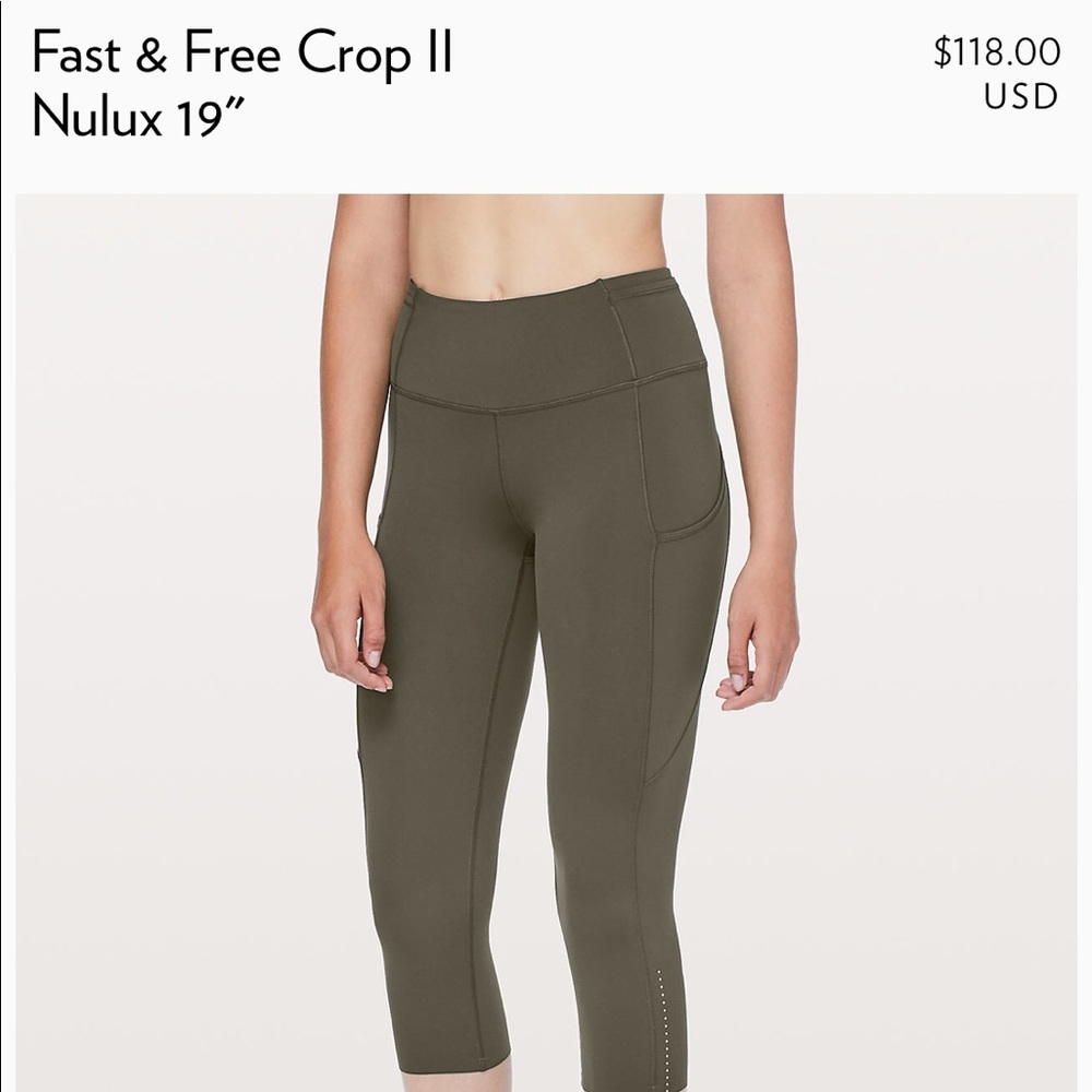 Lulu lemon fast and free crop leggings